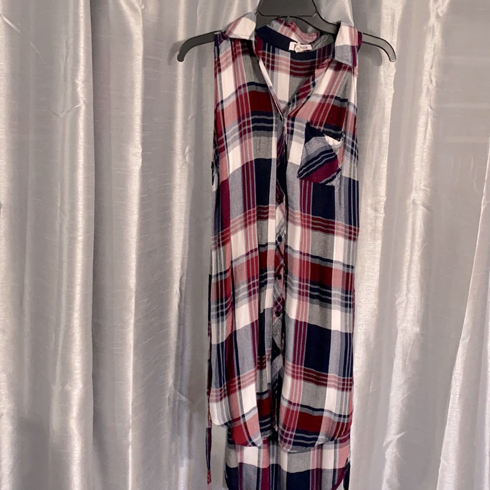 Plaid collared button down dress